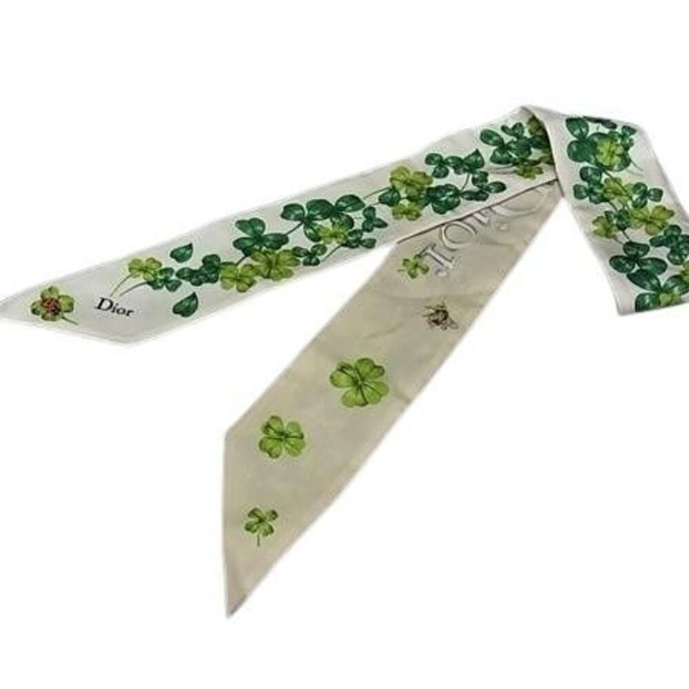 Christian Dior Mitzah Scarf/Muffler 62ZM106I6012 Off-white x Green Multicolor...